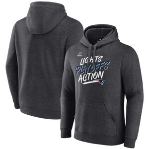 2X NEW ENGLAND PATRIOTS Gray hoodie with Patriots Lights Playoffs Action NWT